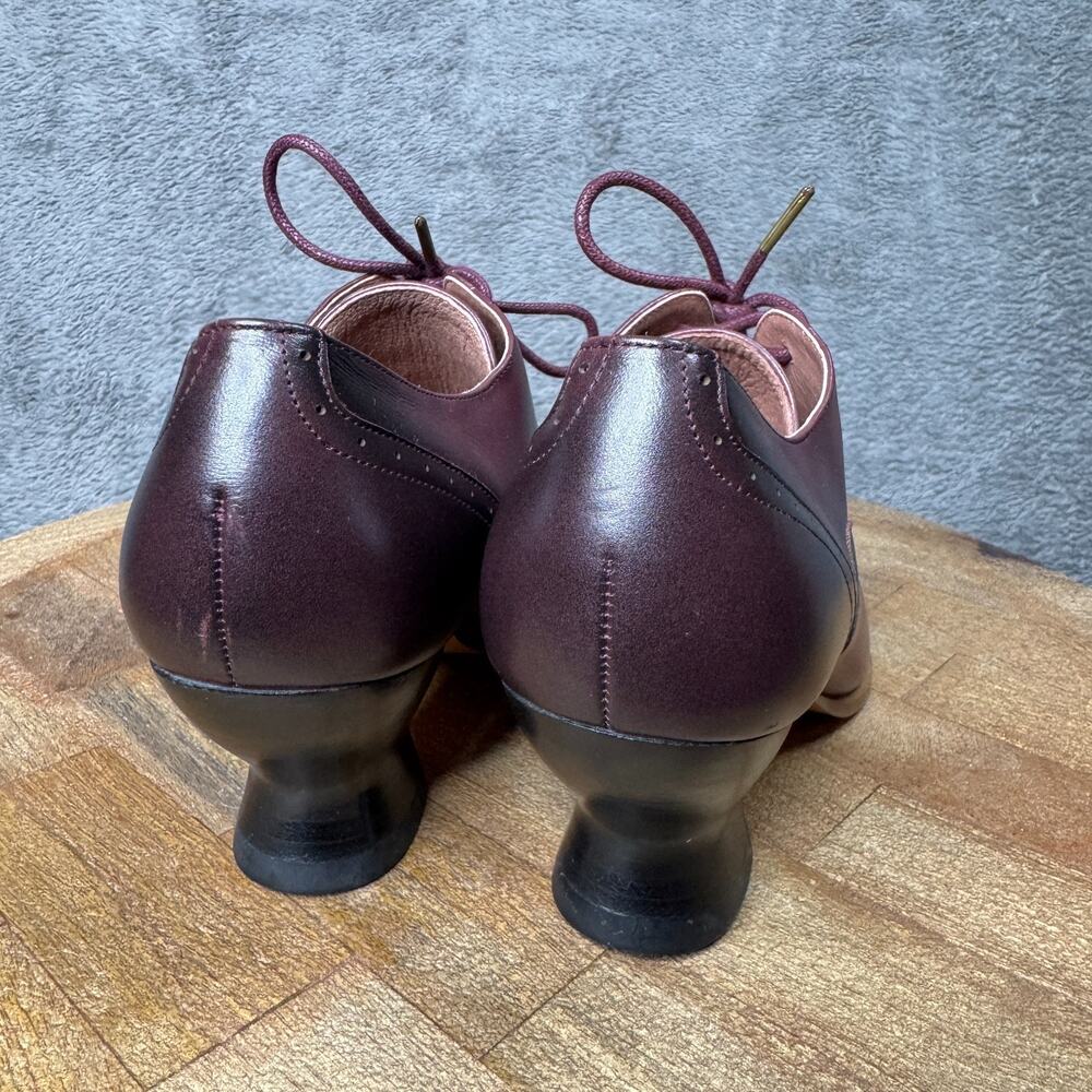 American Duchess Londoner Edwardian Oxfords Cherry Purple US 5 Leather Heels - Picture 6 of 9